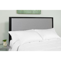 Flash Furniture HG-HB1717-Q-LG-GG Melbourne Metal Upholstered Queen Size Headboard in Light Gray Fabric